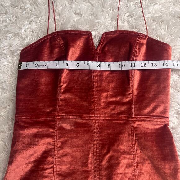 Free People Orange Velvet Antoinette Mini Dress Size S - Picture 9 of 10